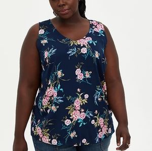 Torrid Soft Navy Floral Challis Woven V-neck Tank Top